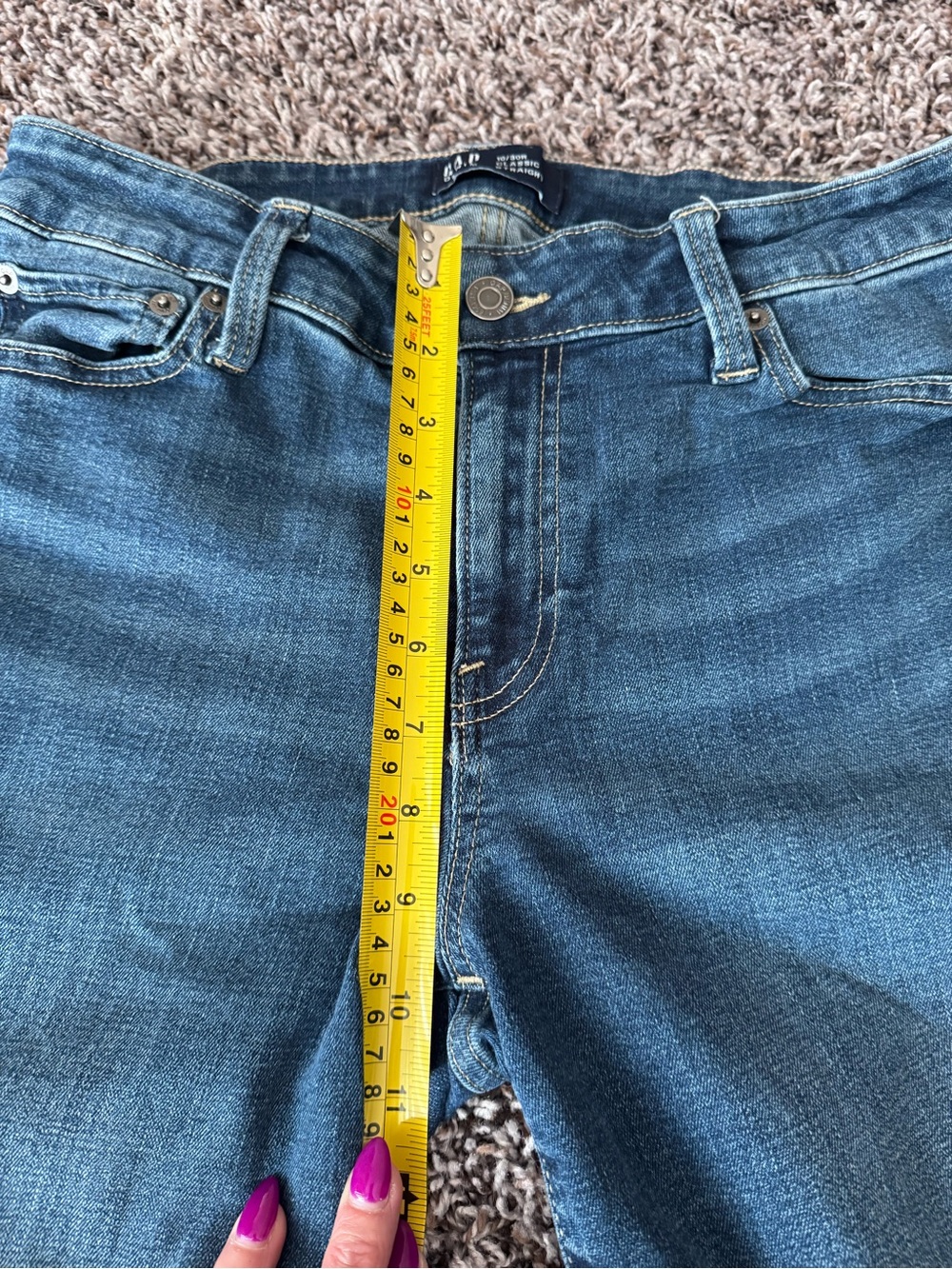Gap Mid Rise Classic Straight Leg Dark Wash Jeans Stretch Size 10 30 - Picture 8 of 9